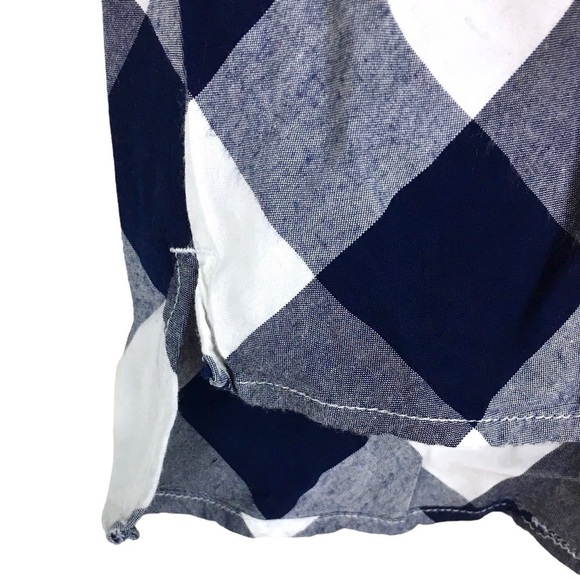 CROWN & IVY Top Blouse Check Plaid Print Gingham Ruffle 3/4 Sleeve Size Small - Picture 8 of 10